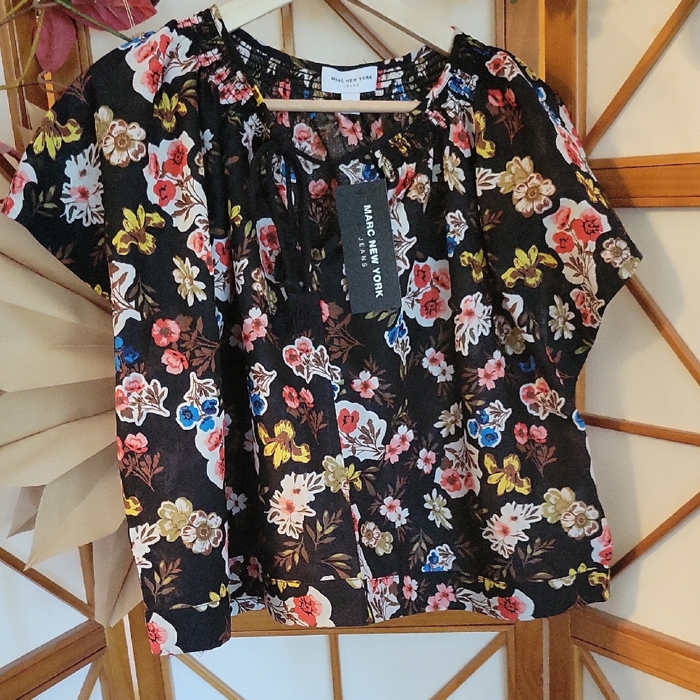 Madewell Black Floral Blouse